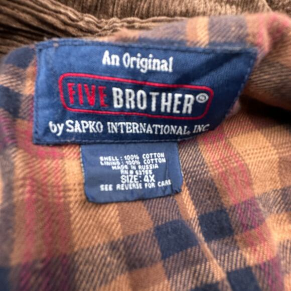 Five Brother Duck Canvas Flannel Lined Work Shirt Shacket Mens 4XL Brown Button - Picture 2 of 13